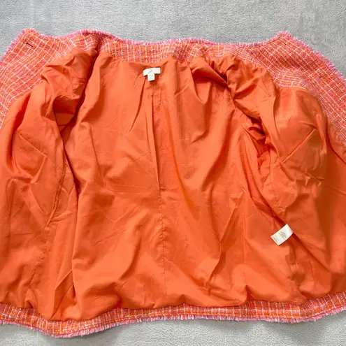 J. Jill XL Petite Dahlia Tweed Jacket Coral/Orange Boxy Crop Blazer Gold Buttons Orange Size undefined