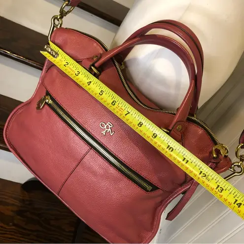 orYANY Dusty Rosy Tumbled Leather Top Handle Crossbody Strap Satchel