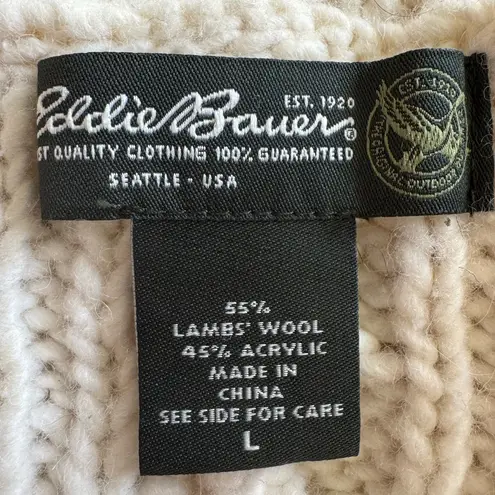Vintage Eddie Bauer Cable Knit Sweater Vest – Wool Blend Shawl Collar large