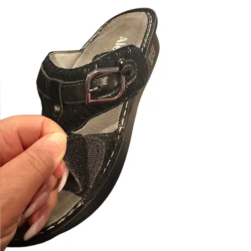 Alegria PG LITE PEG-530 Black Dazzler Leather Slip On Slide Platform Sandals 39