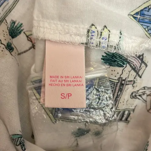 Victoria's Secret White with Multi-Color Print Button Front Top Only Pajamas S