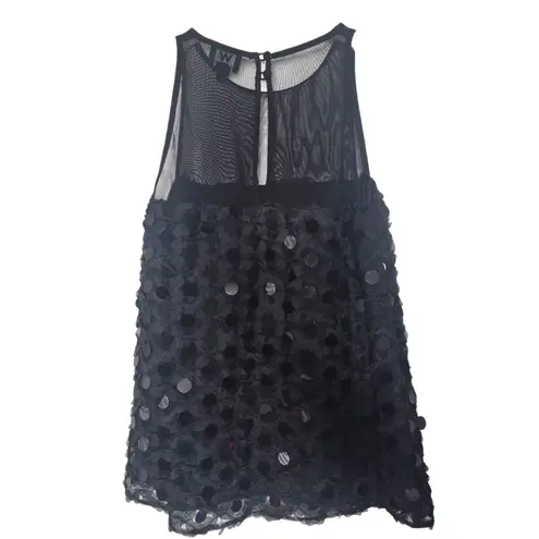 W By Worth Black Sequin Sleeveless Blouse Polyester Holiday Party NYE Size 4