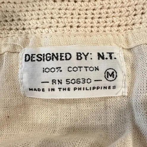 Designed by NT Crochet Maxi Dress Size Medium Cream Boho Hippie Festival Neutral