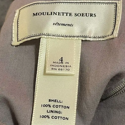 Moulinette Soeurs Anthropologie Strapless Lavender Printed Dress w/ sash Sz4