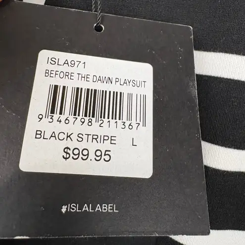 Isla_Co Womens Before The Dawn Playsuit Romper Black White Stripe Size Large