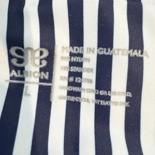 ALBION FIT Albion Swim Striped Bikini Weekender Switchback Set Pana Blue Bathing Suit Large