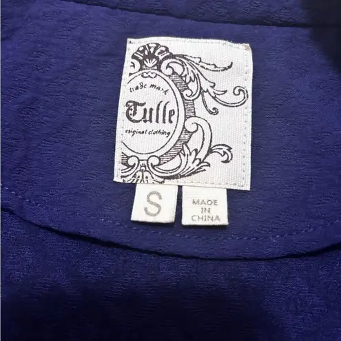 Tulle women's casual, preppy business navy blue button trench coat. Size small