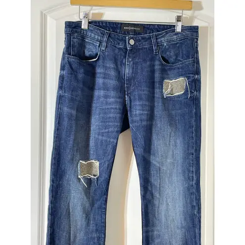 Brockenbow Jeans Size 27 Boyfriend Beaded Distressed Patched Grunge Festival Blue