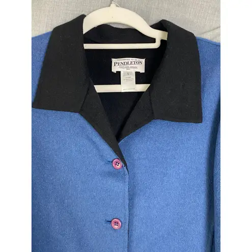 Pendleton Vintage Merino Wool Blend Coat Blue Black Button Front Blazer Tall S