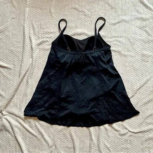 fit 4 u Tropical Floral Spaghetti Strap Swim Dress, One Piece Swim Suit Black Size 18W