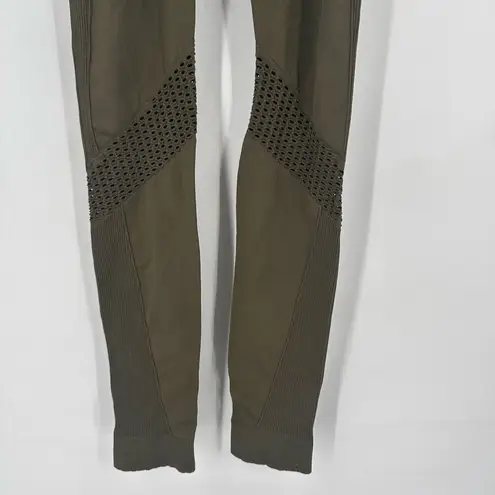 Alala Essential Seamless Compression Tight Leggings Army Green Cutout Medium