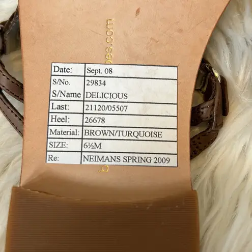 Vintage Beverly Feldman Delicious Leather Gemstone Sandals Size 6.5