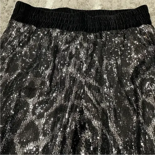 RtA Ash Metallic Sequin Leopard Track Pants Medium M