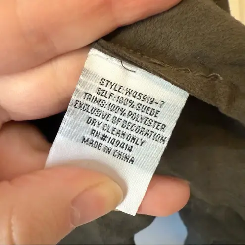 Johnny Was Workshop 100% Suede Embroidered Eyelet Detail Duster Jacket Sz Medium