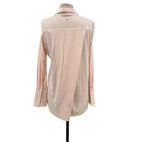 Cuyana Pima Cotton Shirt Button Down Long Sleeve Jersey Modal Pink Size Small