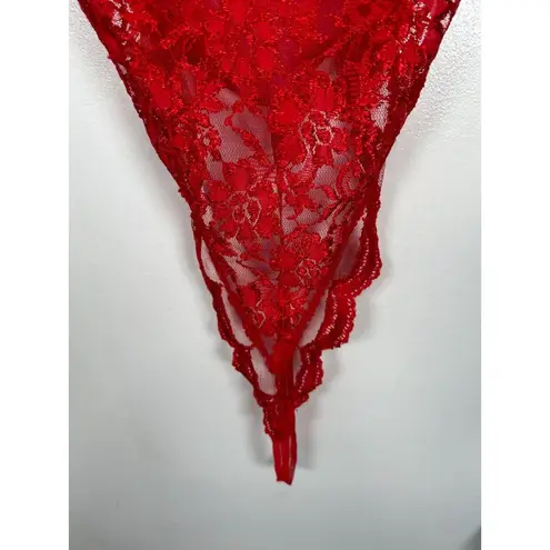 Vintage Cinema Etoile Teddy Thong Red Lace Bodysuit Lingerie Womens Polyester Ny Size undefined