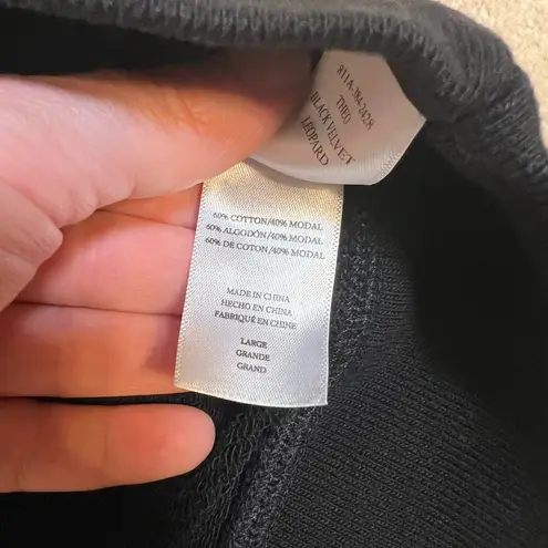 Rails Theo Sweatshirt Black Velvet Leopard Trim Size Large