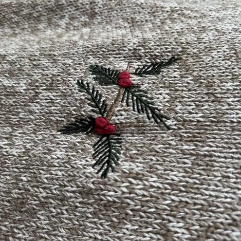 Vintage C.J. Banks Heather Brown Black Red Hand Embroidered Cardinal Sweater X Size XL