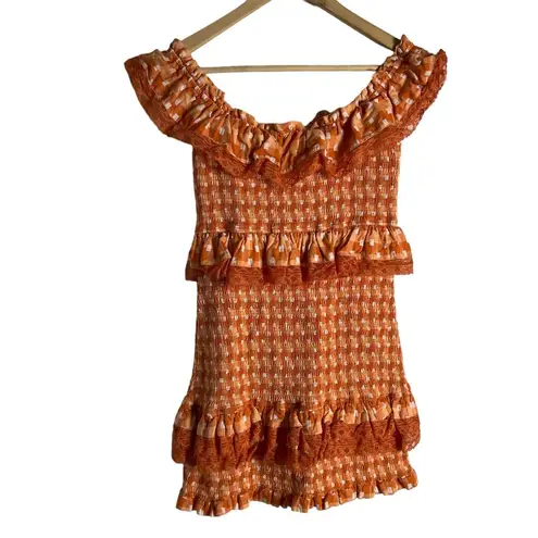 Tularosa Revolve  Teri Knit Lace Off The Shoulder Mini Dress Orange Size M