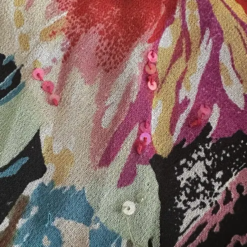 VTG Y2K Lola P Skirt Women L Dark Chiffon Floral Sequin Forest Fairy Whimsigoth Green Size L