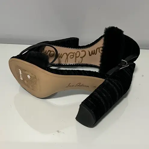 Sam Edelman Elegant Black Fur Heeled Sandals
