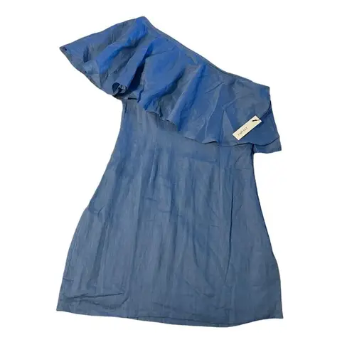 Capulet NWT Clara Blue One Shoulder Dress Ruffle Overlay
