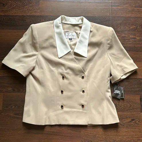 Le Suit Vintage Blazer & Skirt Set Tan & Black 16