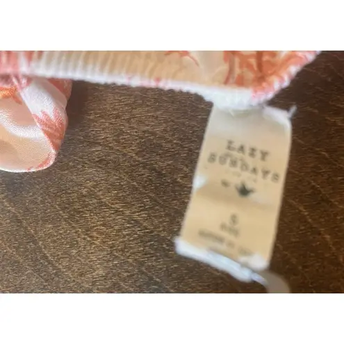 Lazy sundays Anthropologie Feathers Pink Cream Adjustable Straps Smock Top S