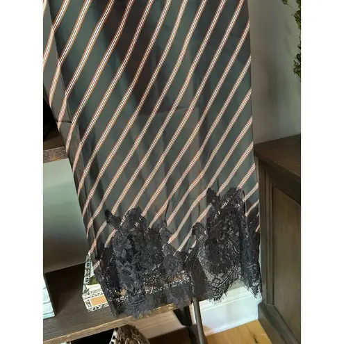 GOLD HAWK Stripe Silk Slip Dress Black Womens Size XS