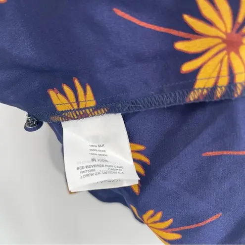 Madewell  Blouse Small Fresh Daisies 100% Silk Halter Tank Top Navy Lightweight