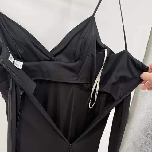 De Laru Black Long Formal Dress Satin Tie Bow Size 3/4 Y2k