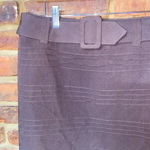 Dress Barn  Brown Textured Stripe Belted Pencil Skirt Women's Size 4