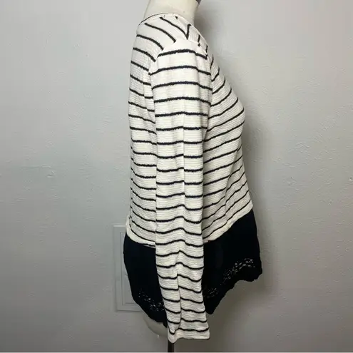 RXB Striped Lace Hem Sweater Top | Black White Long Sleeve | Women’s M Size M
