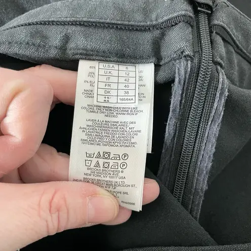 Brooks Brothers Womens Black Side-Zip Stretch Cotton Pants - Size 6 - Flat Front