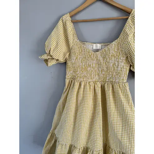 Allie Rose Yellow Gingham Smocked Dress Size Small