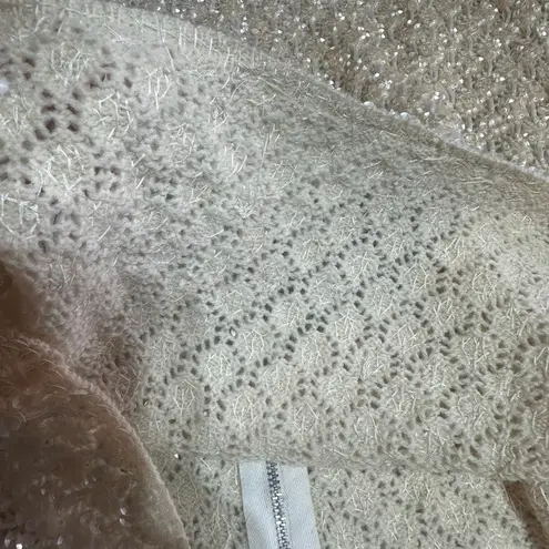 Vintage Handmade Wool Sequin Encrusted Cavanagh’s Off White Sweater Size S Party