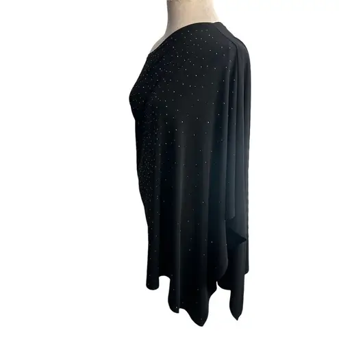Joseph Ribkoff Poncho Cover Up Womens Size L XL Black Sparkle Asymmetrical