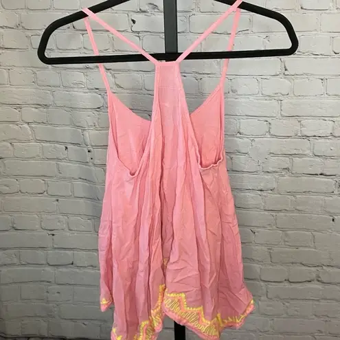 Light Pink Razor Back Tank Top Size Small Yellow