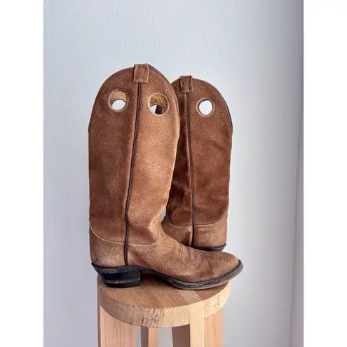 Tony Lama Vtg Suede Pointed Toe Cowboy Boots Womens 7