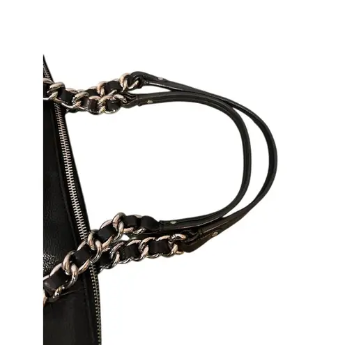 B Makowsky B. Makowsky Black Leather Zipper & Chain Detail Handbag Women