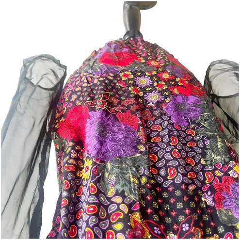 Collective Concepts Vintage Patchwork Blazer Jacket Sheer Sleeve Sz Medium 80’s