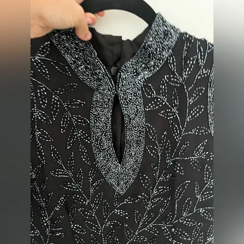 Elegant Black and Silver Embellished Women's Top