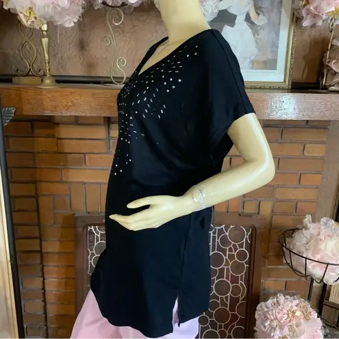 Apt. 9  BLACK JERSEY KNIT TUNIC WITH SILVER STUDDED DETAILS NWT (0X) thumbnail 6