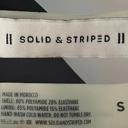 Solid & Striped The Zoe One Piece Swimsuit Black Blue White Size Small V Neck