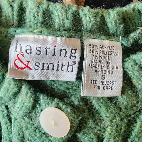 Hasting & Smith Heathered Green Wool Blend Cardigan Sweater