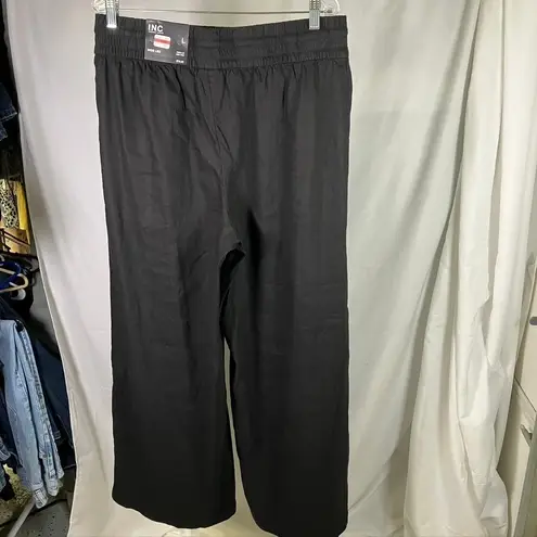 INC International Concepts Wide Leg High Rise Black Pants Size L New Classic Size L