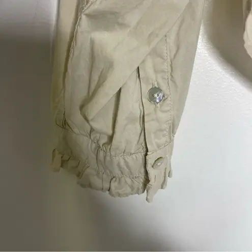 Amo Rosa Ruffle Shirt In Pumice Size Large Tan