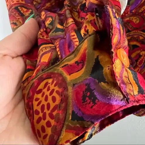 Vintage 90s Y2K Iyssa Maxx for 3K Paisley Silky Top Neck Tie Shoulder Pads Large