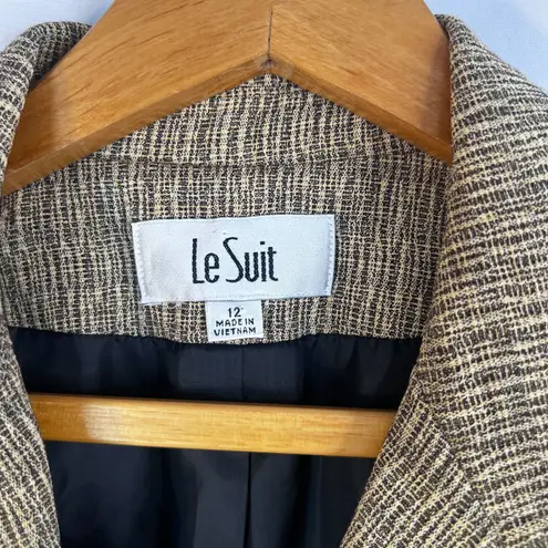 Le Suit Tweed Single Breasted Blazer 1/2 Sleeve Classic Business Career Size 12