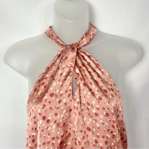 Nordstrom  Love Ady Pink Printed Satin Twist High Neck Tank Top XS